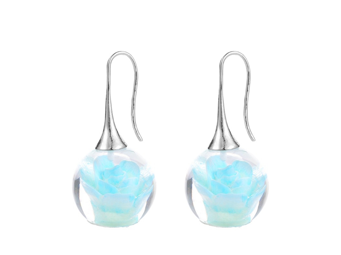 Brincos Liga Feminina Decoração Flor Luminosa Azul