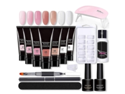 Nail Extension Gel Kit With Mini Lamp Uv Gels Brush False Tips Clip Base Coat To P For Art Start GOKOCO