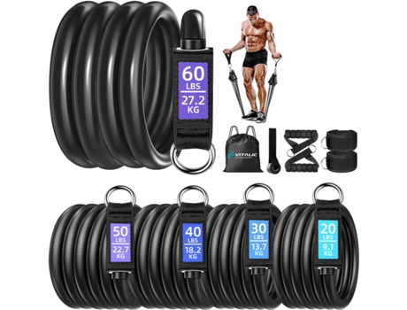 Conjunto De Faixas De Resistência Com Pegas Elastico De Fitness Vitalic