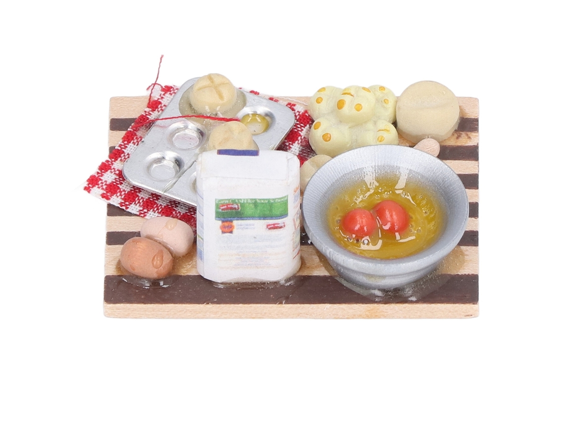 Mali acessórios de Cozinha para Casa de Bonecas 1:12 com Leite Ovo Pão Pratos para Crianças