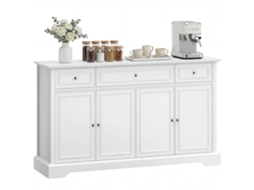 Buffet com 3 Gavetas, 4 Portas, Prateleiras Ajustáveis, Branco S/MARCA
