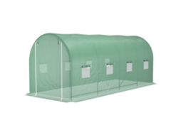 Túnel Verde Fogão 500x200x205 cm Jardim com Suporte Enrolável E 8 Janelas Cobertura Pe 140 G/m²