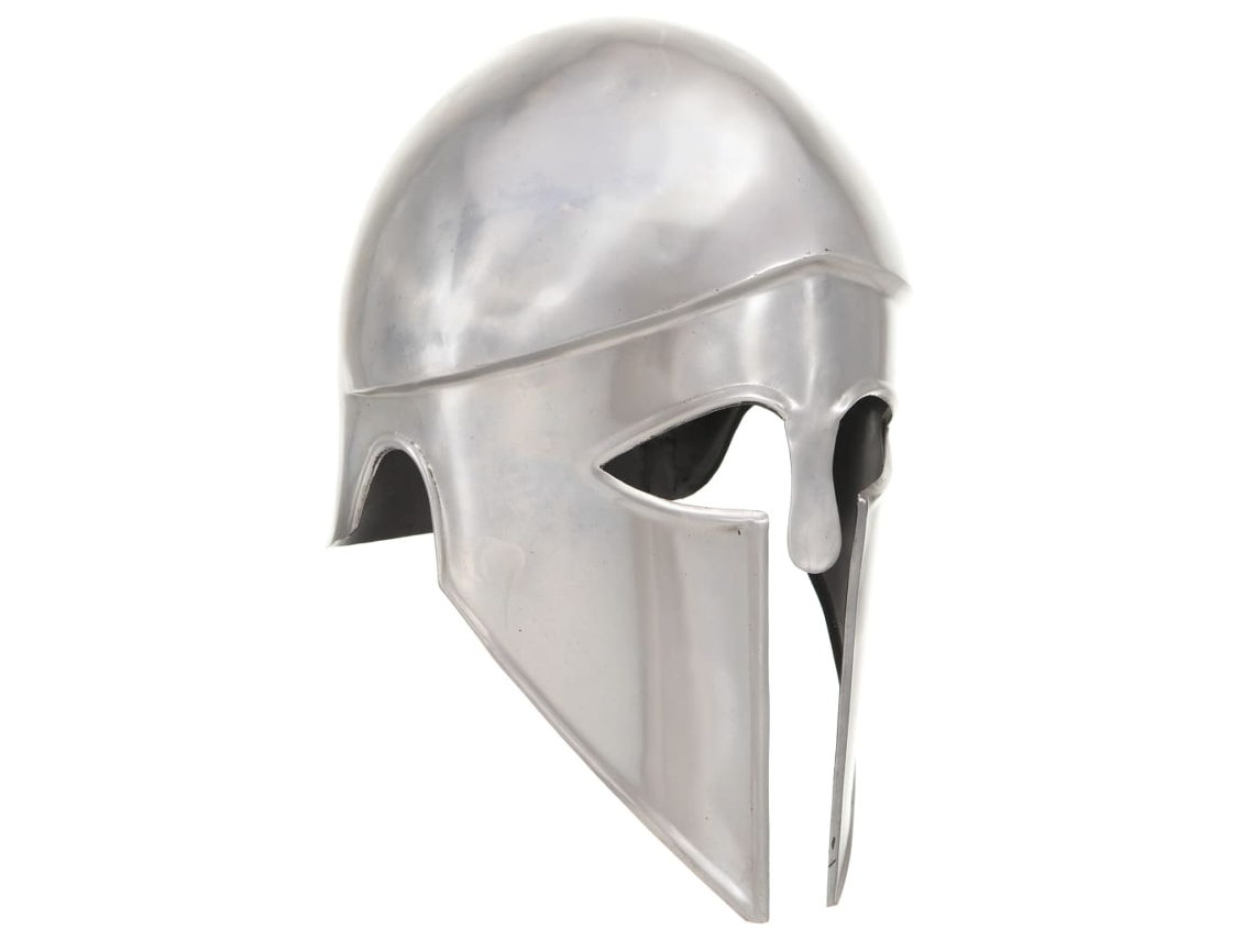 Vidaxl Capacete De Soldado Grego Réplica Larp Aço Prateado