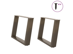 Vidaxl Pés Para Mesa De Centro Em Formato De U, 2 Peças, Aço Natural, 60x(42-43) Cm, Aço