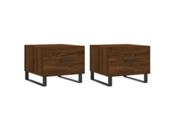 Conjunto de Mesa Centro 2 Pcs Madeira Processada Carvalho Castanho MAISON EXCLUSIVE (50x50x40 cm)