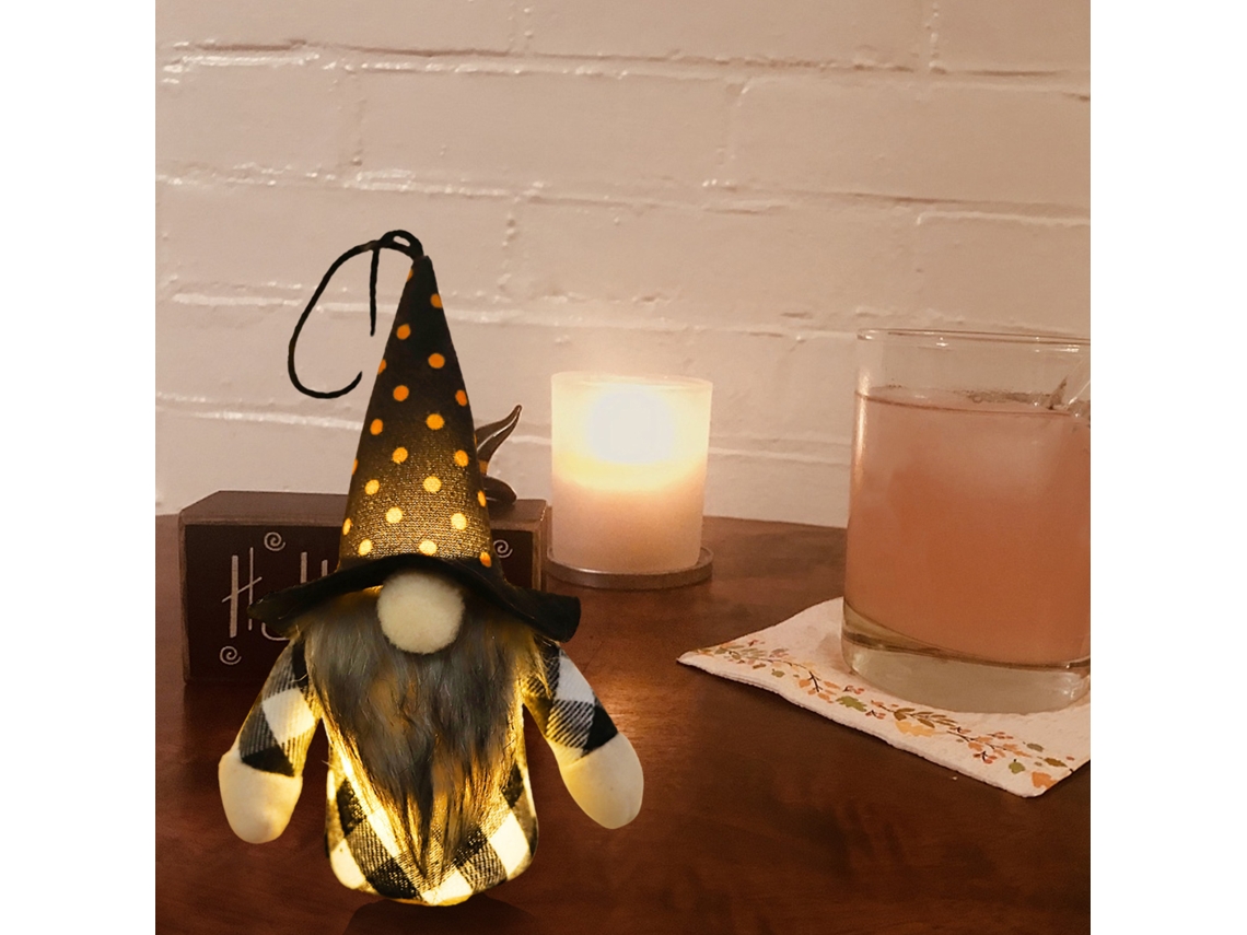 Decorações de Halloween (Chapéu Xadrez, Boneca Iluminada) Eoocoo