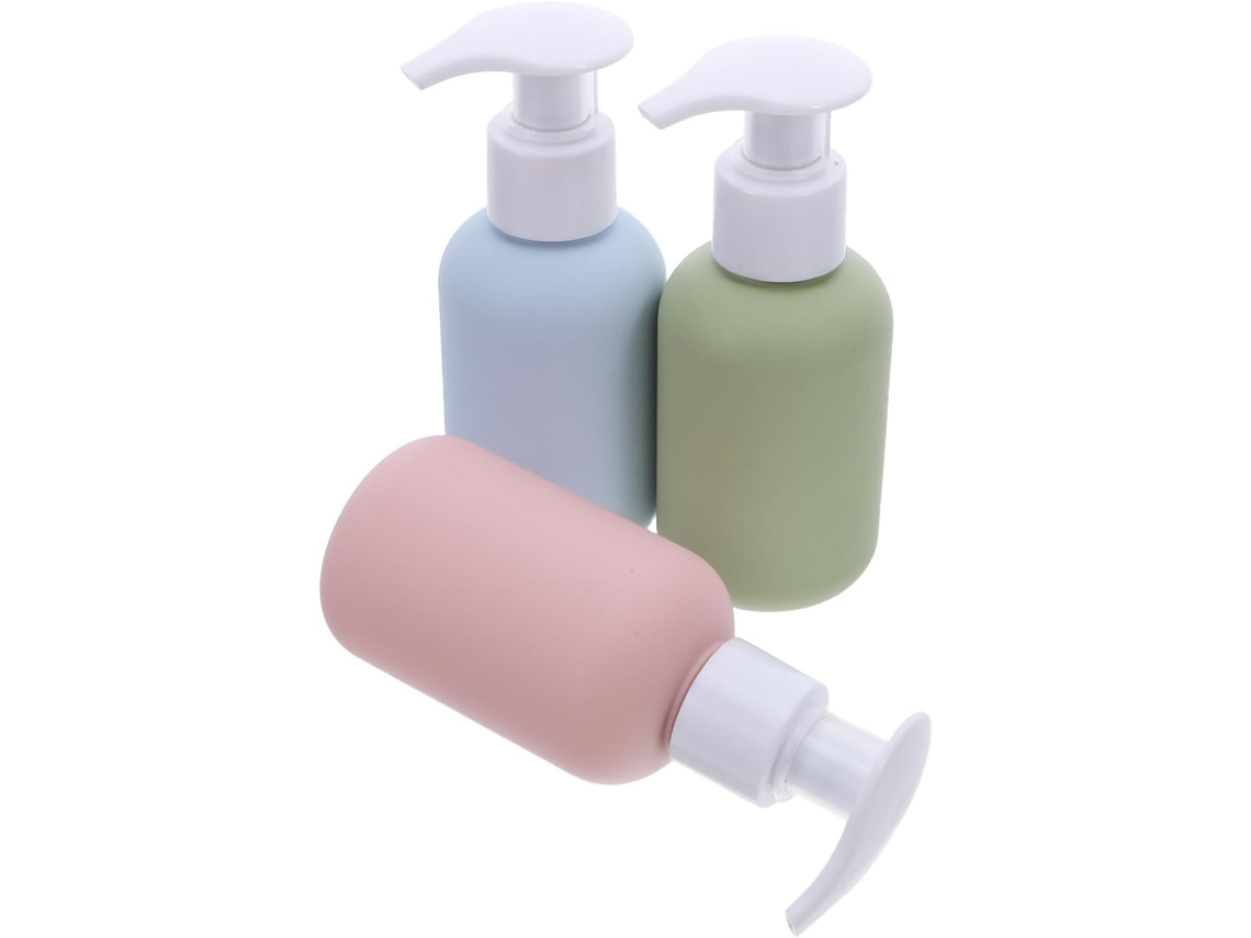 De 3 Frascos De Viagem De 100ml Em Plástico Flexível Com Bomba Anti-vazamento Para Loção, Xampu E Gel.
