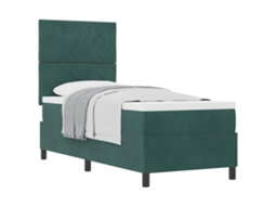 Cama De Solteiro | Camas Para Quarto | Cama Box Com Colchão Verde Escuro 80 X 200 Cm Tecido