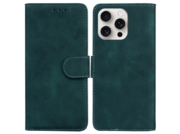 Capa De Couro Sintético Com Suporte Para Iphone 16 Pro Max, Cor Sólida