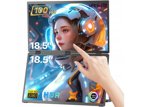 Monitor Portátil Dobrável 18.5 Delta Max Touchscreen 100Hz Dual Screen IPS Uperfect