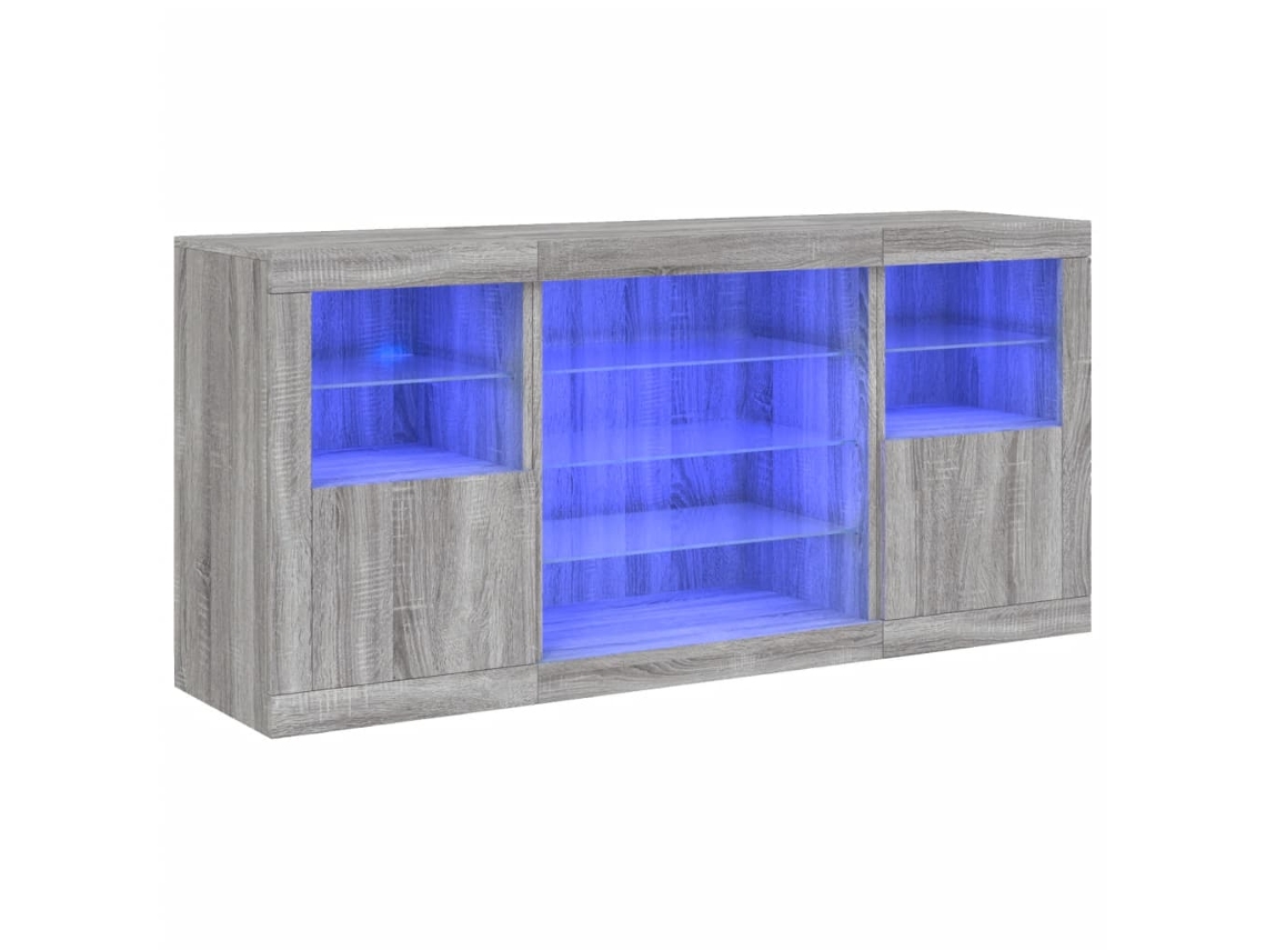 Aparador com luzes LED 142,5x37x67 cm Cinzento Sonoma MAISON EXCLUSIVE