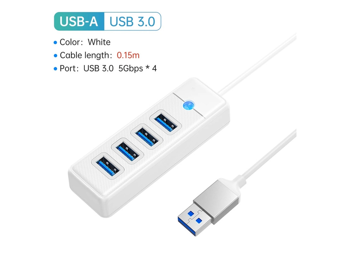 Yizhood 4 Portas USB 3.0 Hub 5Gbps Alta Velocidade Ultra-fino Adaptador OTG Para PC Laptop Acessórios Macbook Pro Branco