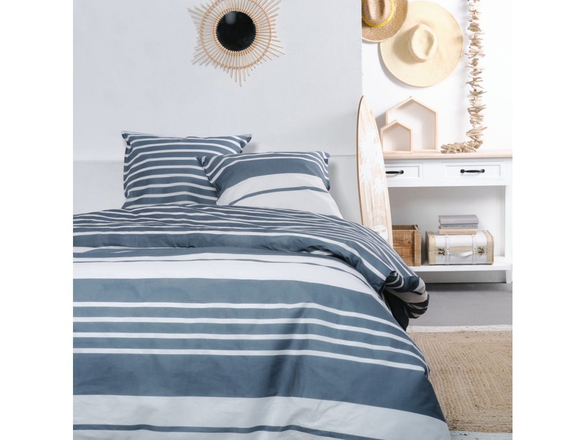 Capa de Edredão Impressa 2 Capas Quadrantes Qualidade 100% Algodão M/Navy 220X240Cm MEVAK LIVING
