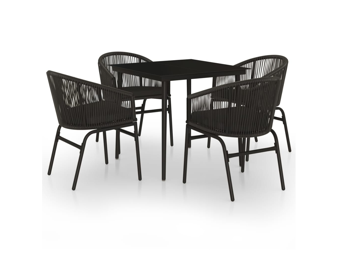 Maison Exclusive - 5 Pcs Conjunto De Jantar Para Jardim Preto