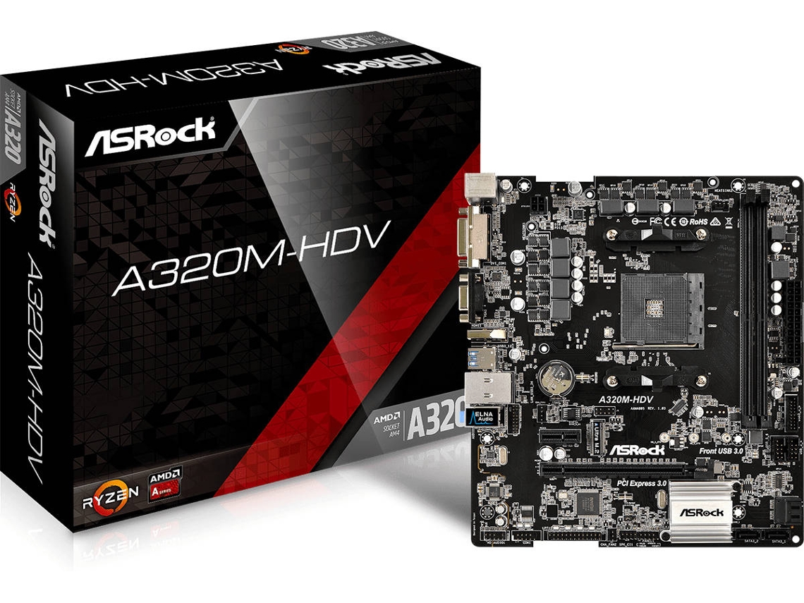 Motherboard ASROCK A320M-HDV (Socket AM4 - AMD A320 - Micro ATX)