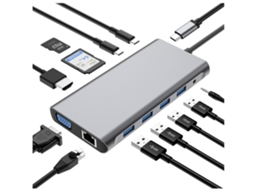 Estação De Encaixe Usb C 12 Em 1 Cinza Yemaesre 1c12 Brilvibera