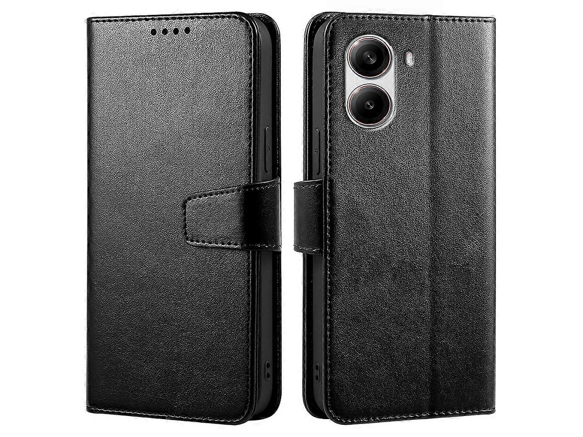 Capa De Couro Com Suporte Para Cartão E Carteira Para Xiaomi Poco X7 Pro 5g / Redmi Turbo 4 5g, Preta