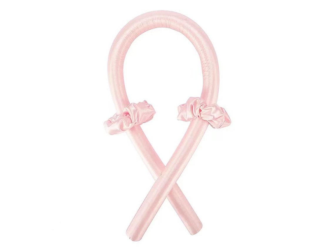 Ferro De Ondulação Universal Feminino Sem Calor Curling Haste Bandana Sem Calor Cachos Fita De Seda Rolos De Cabelo Che Rosa-wilm1042*