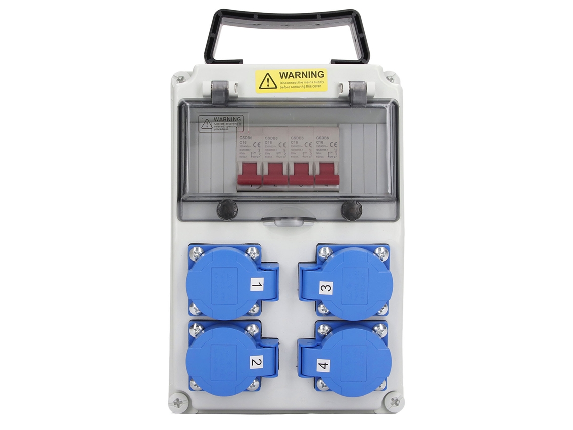 Laxiscreed Distribuidor Portátil À Prova De Água Com Disjuntor Para 200-250v Ao Ar Livre