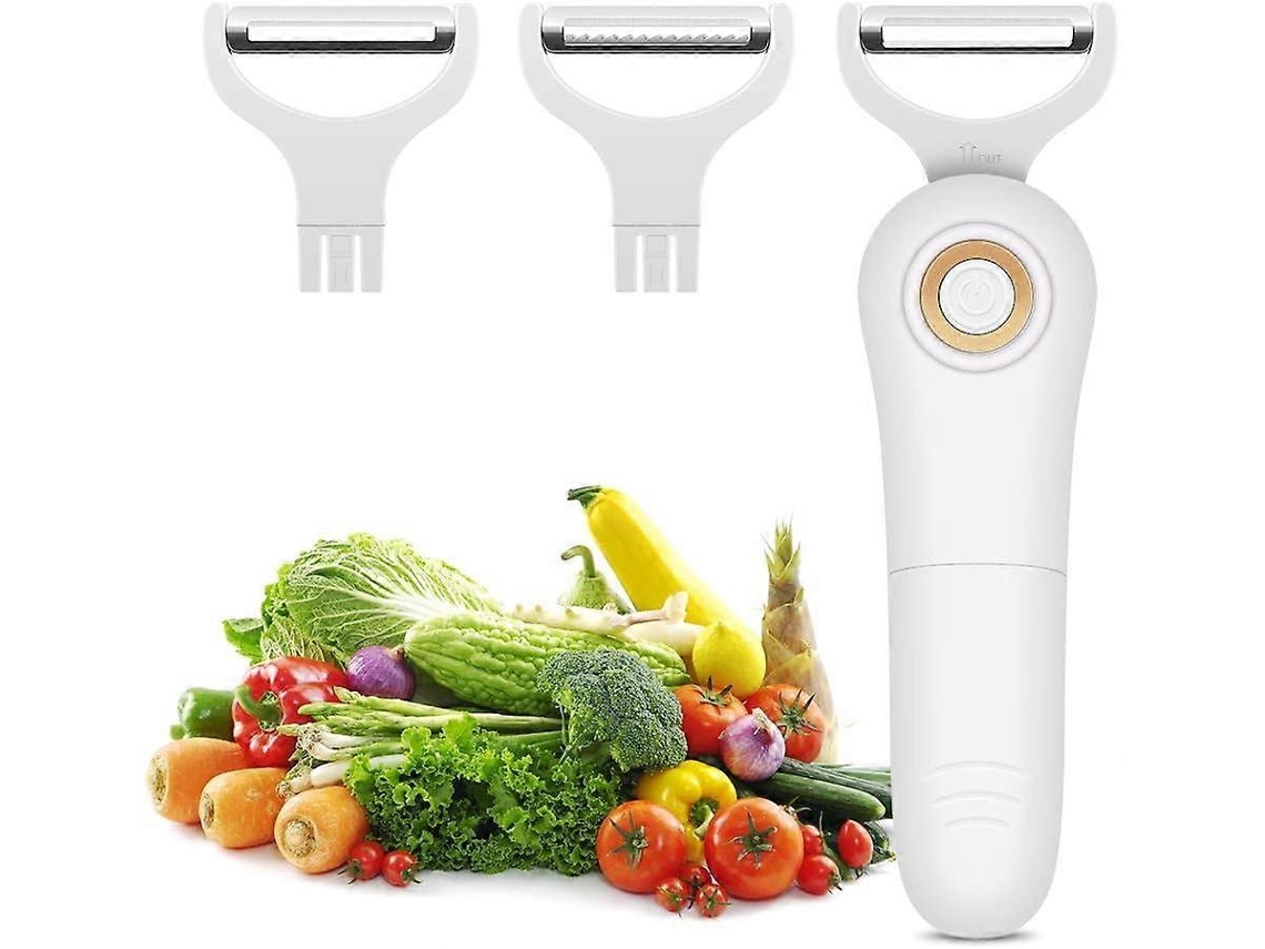 Descascador elétrico 3 em 1 com 3 lâminas de aço inoxidável para frutas e legumes, Julianne