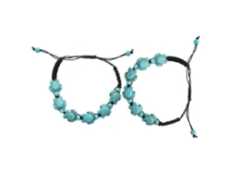 Pulseira Feminina Ajustável Com Tartaruga Turquesa E Trançado.