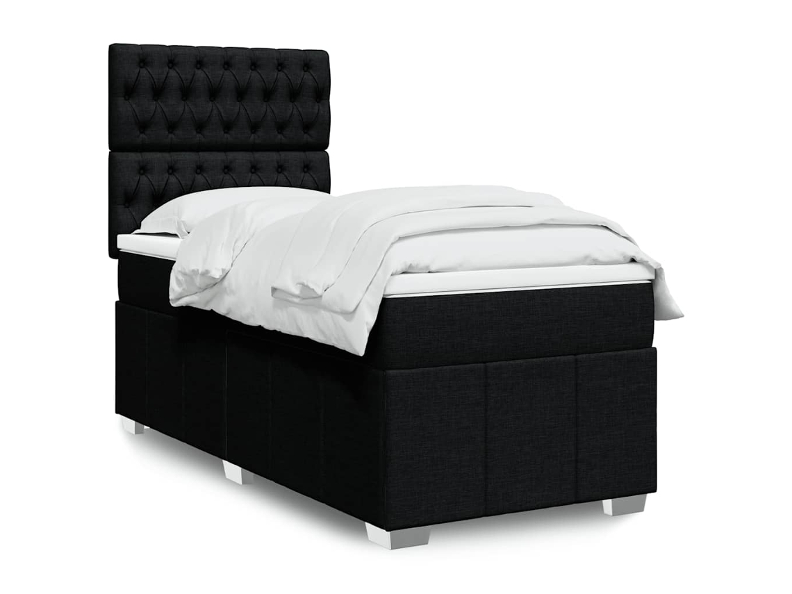 Vidaxl Cama Com Molas/colchão 100x200 Cm Tecido Preto