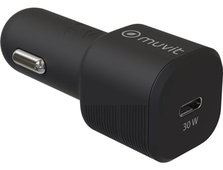 Muvit Cargador de Coche USB-C 30W Negro