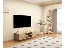 Móvel TV com arrumação e acabamento em madeira (Outlet Grade A - 120x40x45cm)