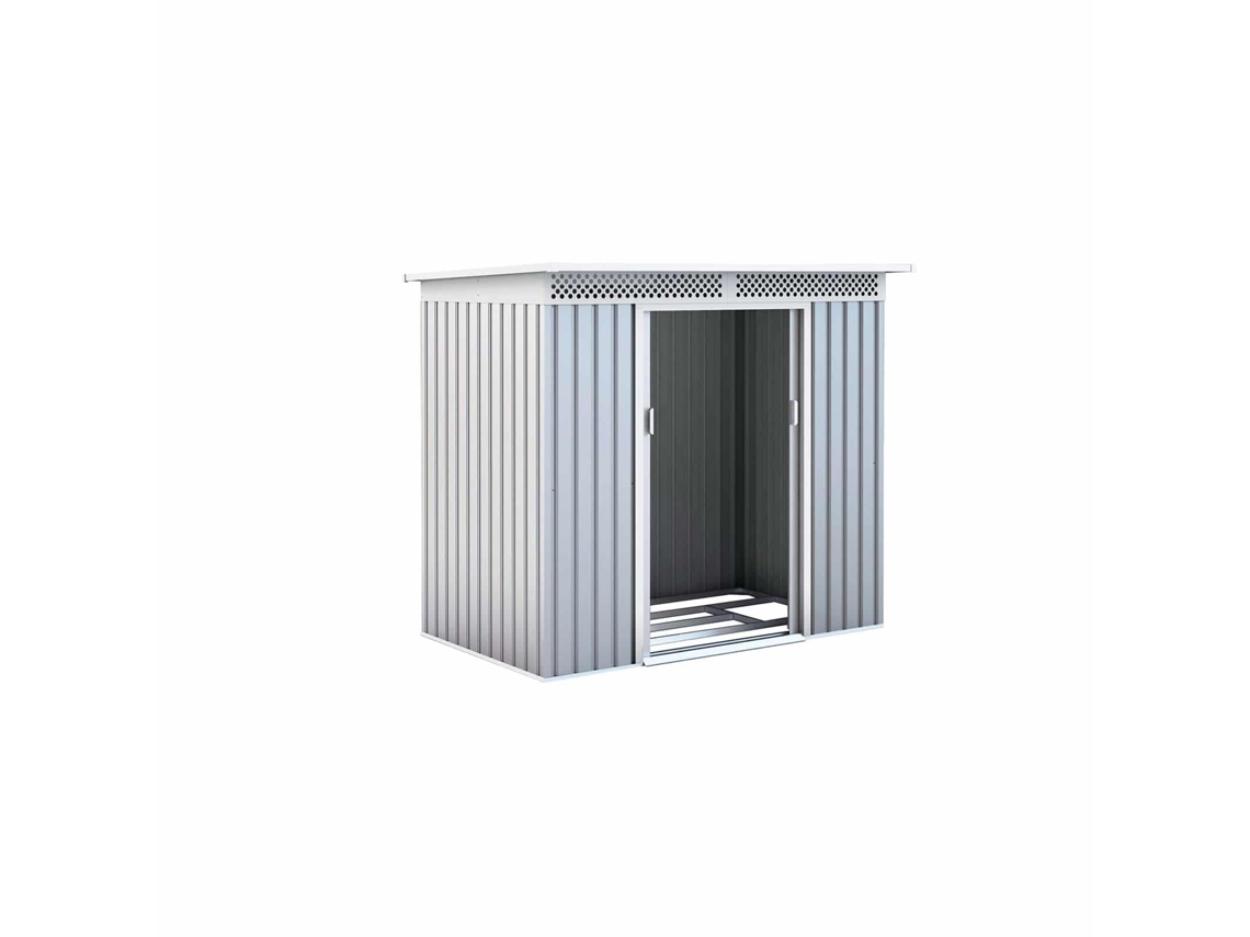 Abrigo de Metal GARDIUN Kingston 3 m² 142x213x184 cm Aço Galvanizado Prata e Branco