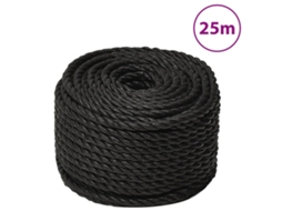 Vidaxl Corda De Trabalho 14 Mm 25 M Polipropileno Preto