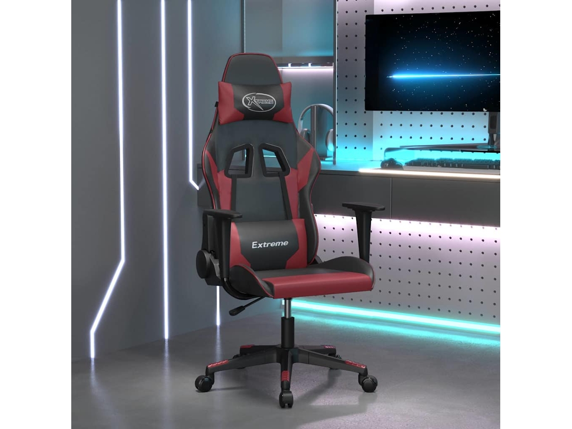 Vidaxl Cadeira Gaming Couro Artificial Preto E Vermelho Tinto