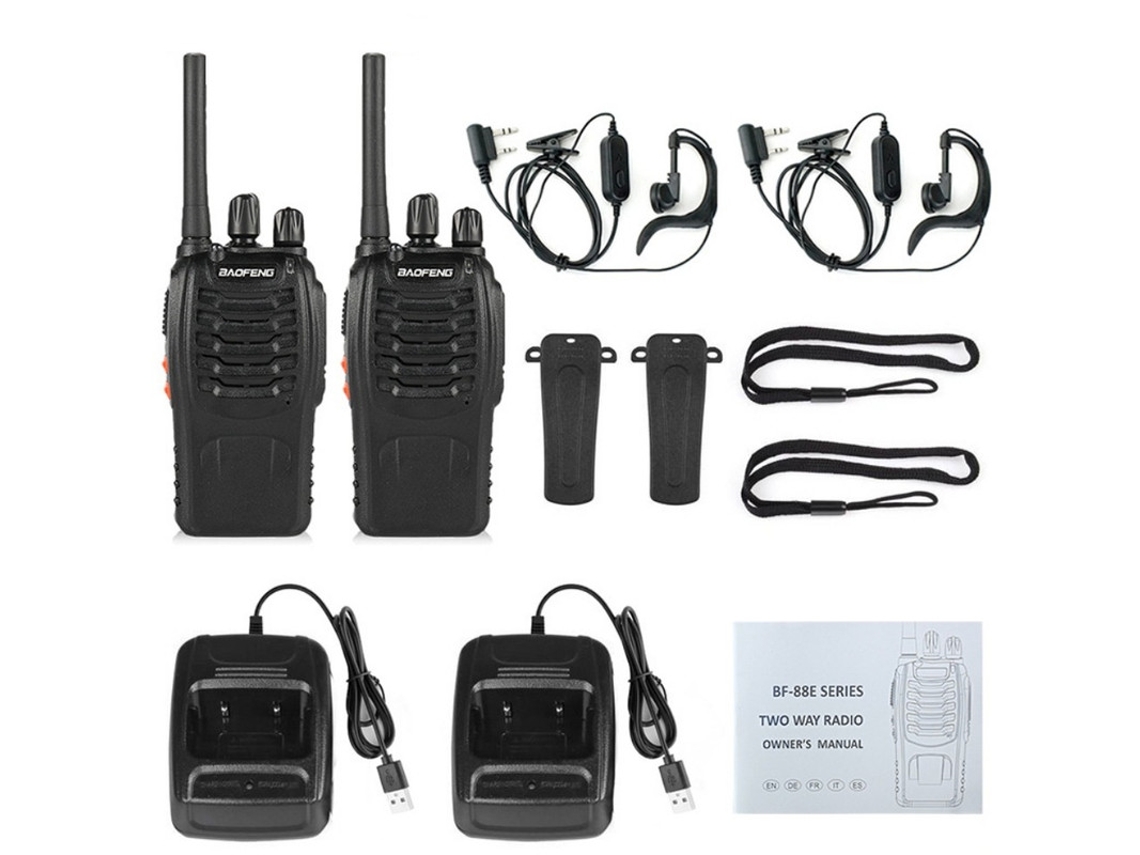 Walkie-talkie Pc 88 E Versão Atualizada, Alarme Piscante, Tot, Vox, Com Fones De Ouvido Originais Estação Carregamento Usb-aquaforge