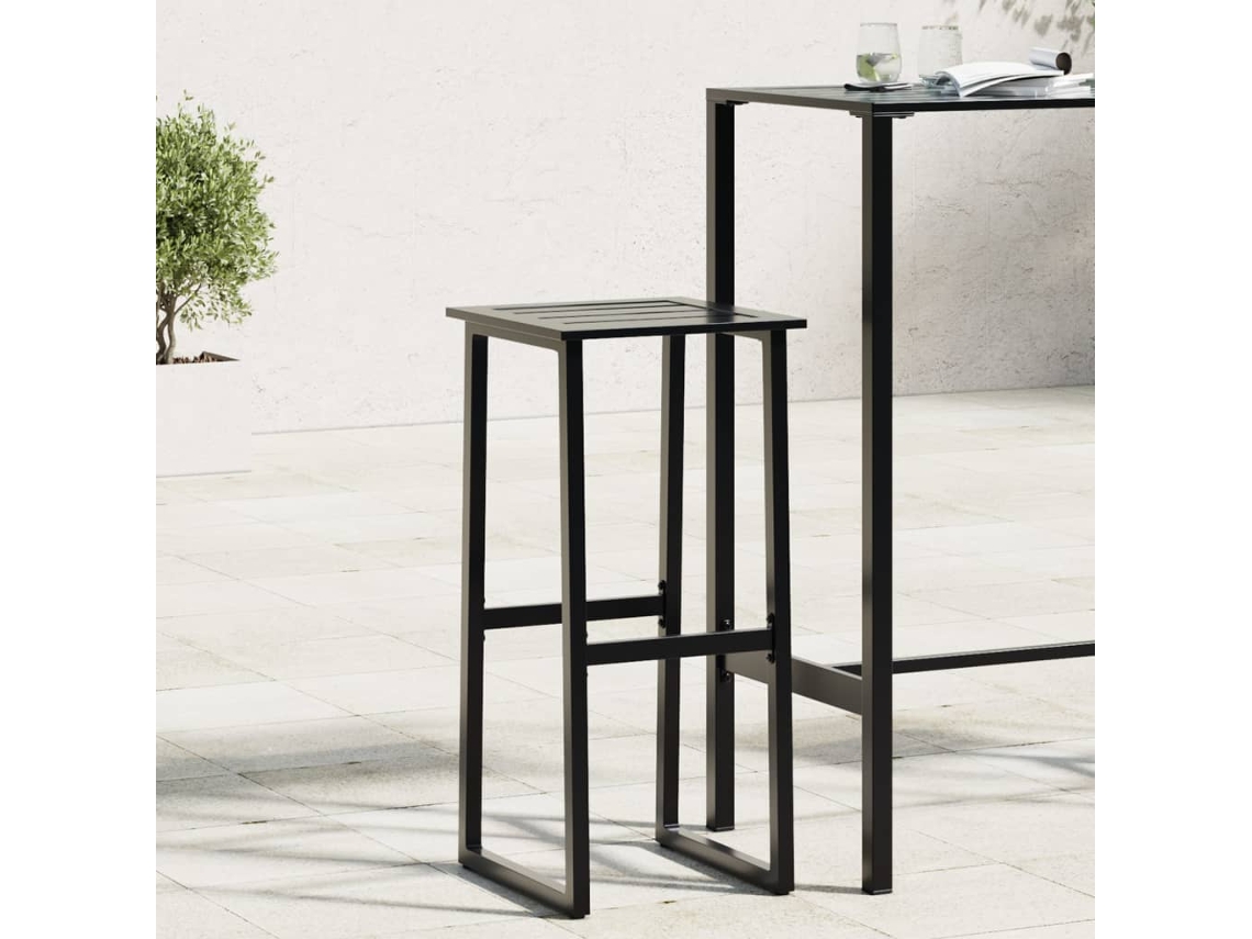 Vidaxl Bancos De Bar 2 Pcs 38x38x80 Cm Aço Revestido A Pó Preto