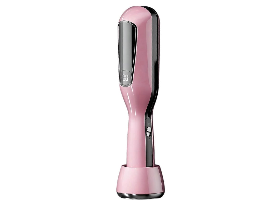 Pente Alisador De Cabelo Digital Rosa, Recarregável