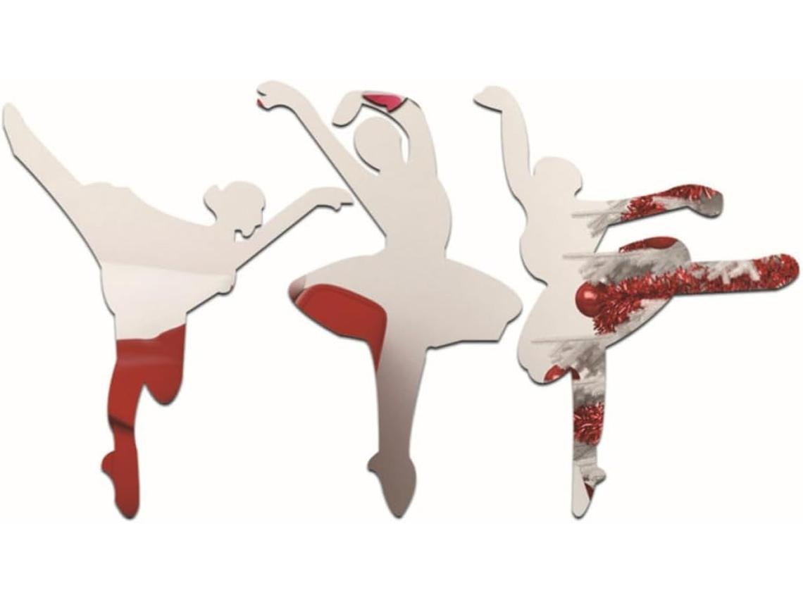 Adesivo Parede Espelhado Acrílico Prateado Bailarina Decorativo Prova Decoração Paredes Estar Efeito Reflexivo GOKOCO
