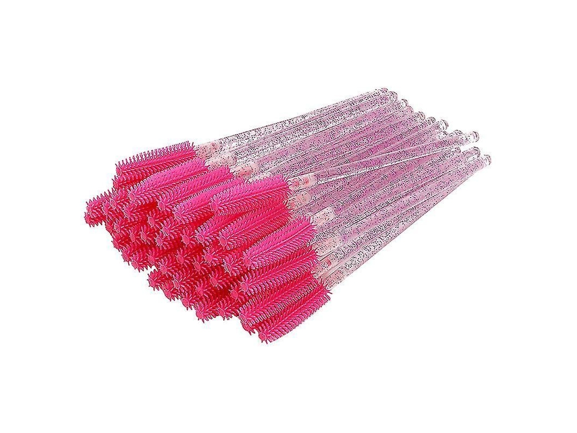 100pcs Pincéis De Máscara De Cílios Com Cabo De Cristal Kits De Maquiagem (vermelho)