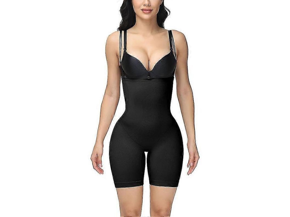 Leggings Shapewear De Nylon Com Elasticidade, Ajuste Skinny, Comprimento Até Joelho, Controle Abdominal E Levantamento De Bumbum Preto