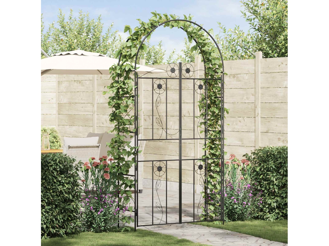 Vidaxl Arco De Jardim Preto 115 X 37 X 226 Cm Aço