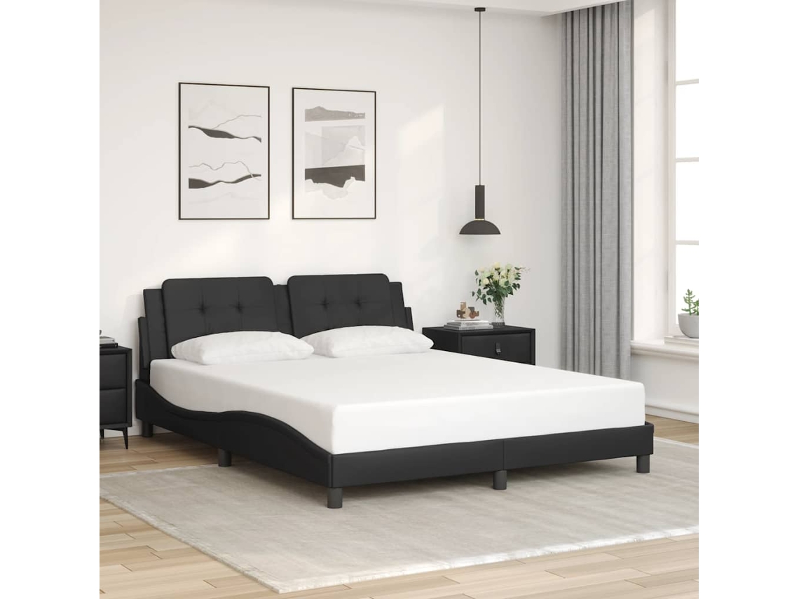 Vidaxl Estrutura De Cama Sem Colchão Zadar 160x200 Cm Couro Artificial Preto