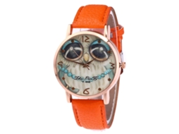 Relógio de quartzo unissex casual Zhoulianfa com pulseira de couro PU (laranja)