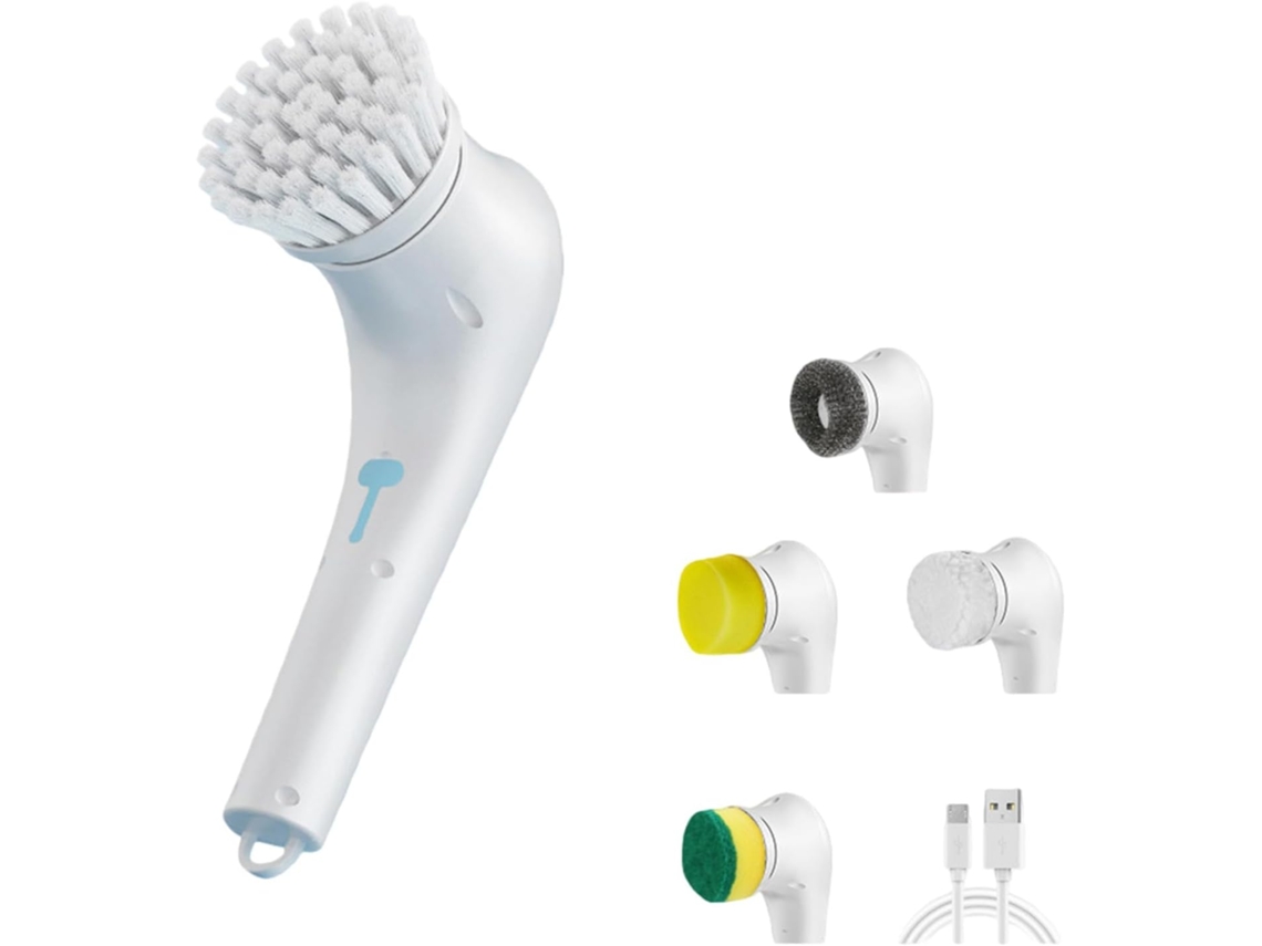 Conjunto De Escova Limpeza Elétrica 5em 1com Motor Potente E Cabo Ergonômico Para Azulejos Cozinha Banheiro