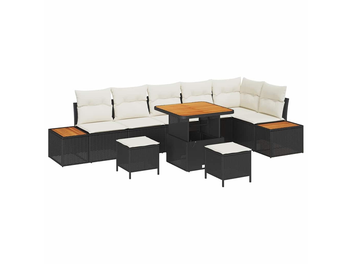 Maison Exclusive - Conjunto De Sofá De Jardim 9 Pcs Preto Rattan Sintético