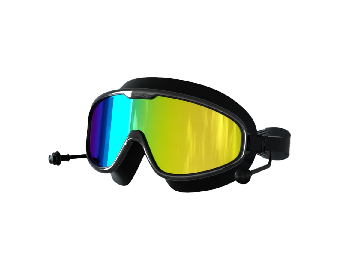 Óculos de Natação Hd À Prova D'água e Antiembaçante com Armação Ampla, Preto, Equipamento Esportivo Colorido AQUAFORGE