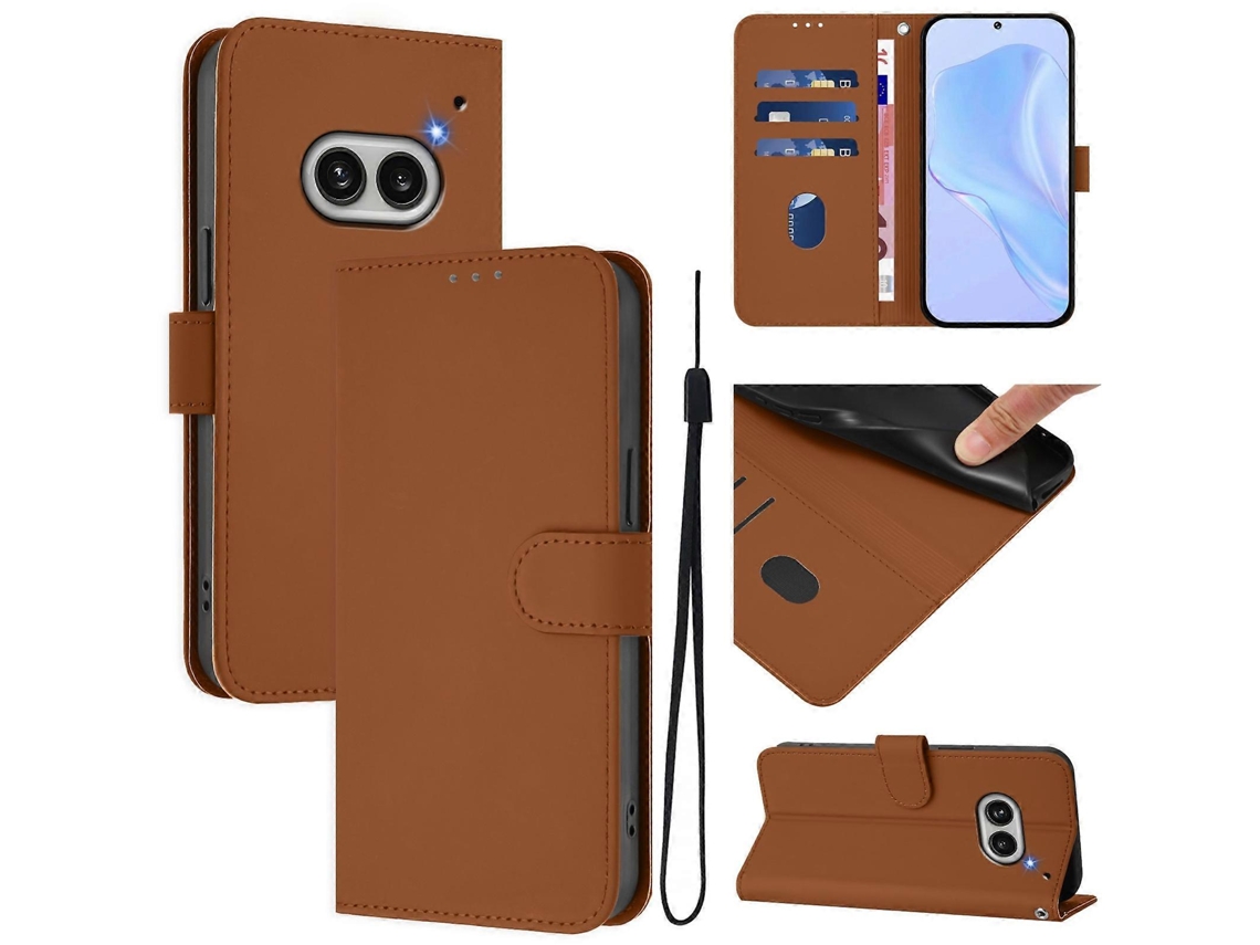 Capa De Celular Em Couro Sintético De Cor Sólida Com Toque Aveludado E Cordão Para Nothing Phone 2a
