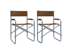 Vidaxl Cadeiras De Realizador 2 Pcs Aço Castanho