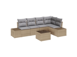 Conjunto 6 Conjunto De Sofá De Jardim Vidaxl Bege Vime Pe