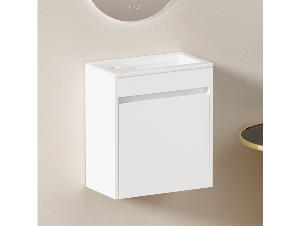 Armário Branco De 46cm Para Banheiro. Armário Espaçoso Com 1 Porta De Fecho Suave.