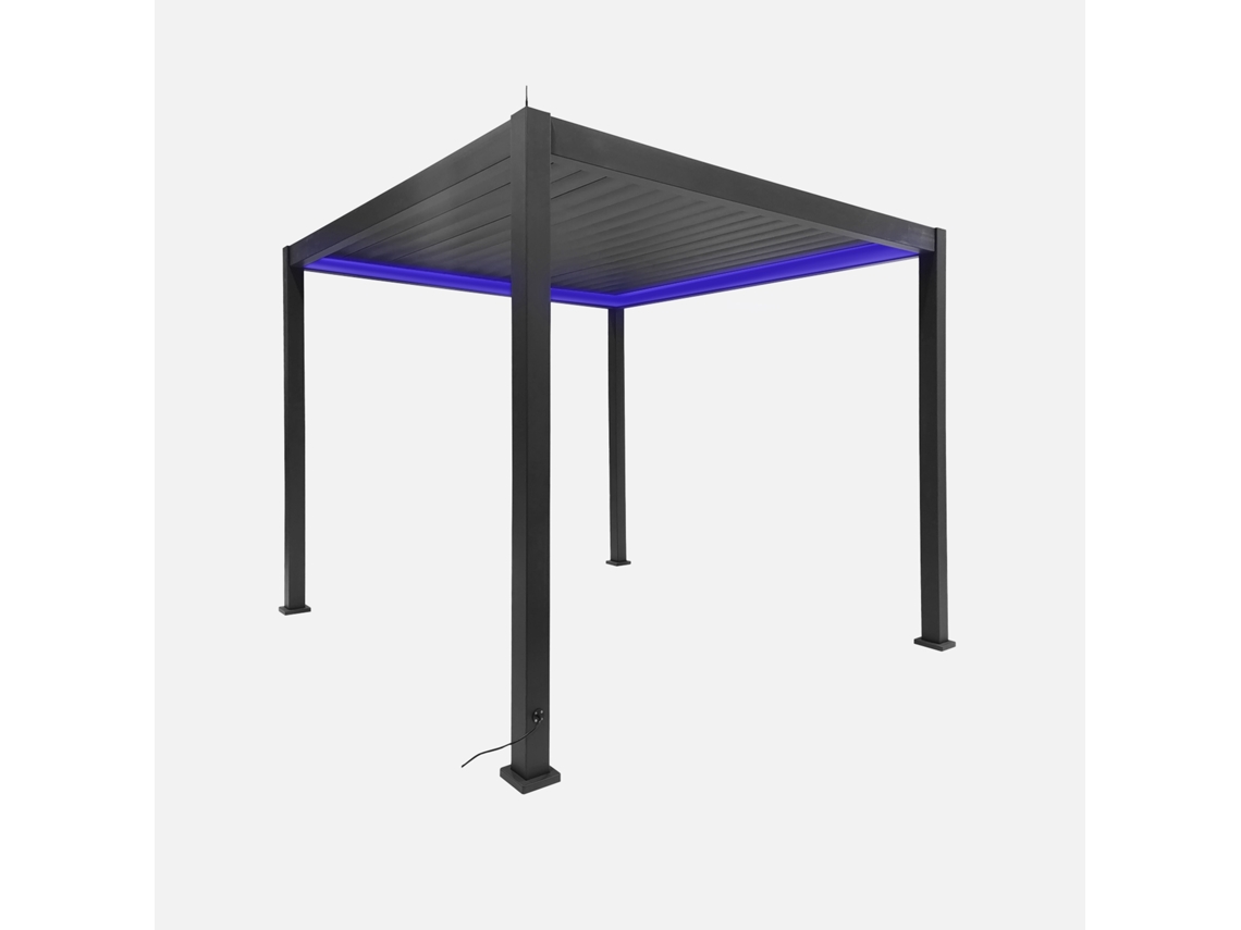 Pergolado Bioclimático Elétrico De Alumínio 3x3m Com Iluminação Led, Antracite Sweeek