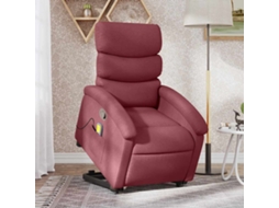 Vidaxl Poltrona De Massagens Reclin. Elevatória Tecido Vermelho Tinto