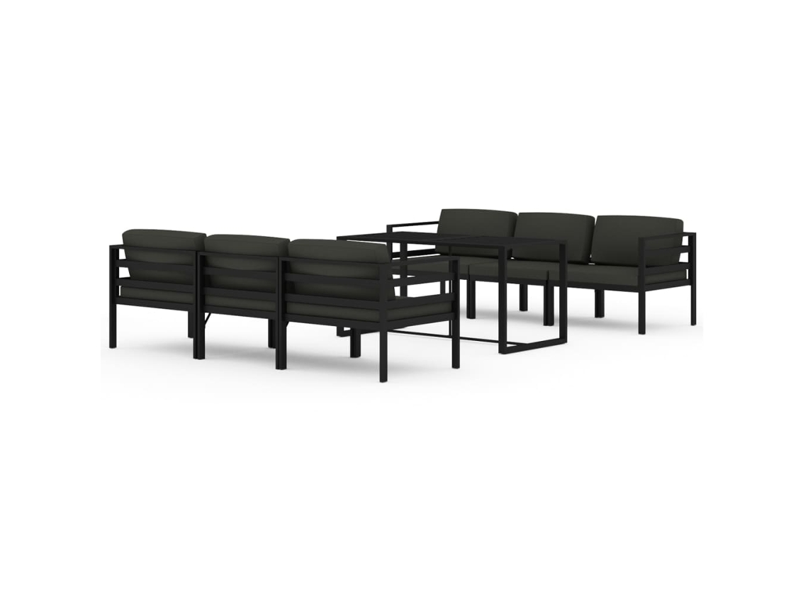 Conjunto de 7 espreguiçadeiras de jardim com almofadas em alumínio antracite MAISON EXCLUSIVE